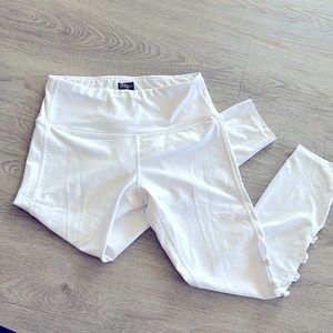 Skora White 7/8 Side Loop Lattice Leggings